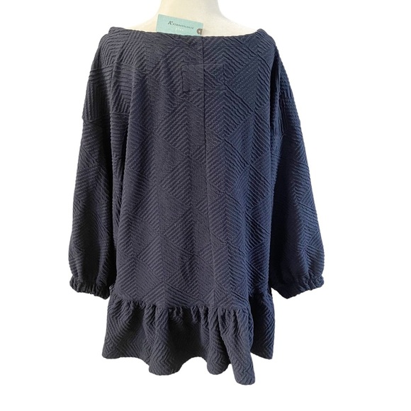 NWT Maeve By Anthropologie Navy Mikayla Textured Peplum Top Blouse Womens Sz 1X - Picture 3 of 8